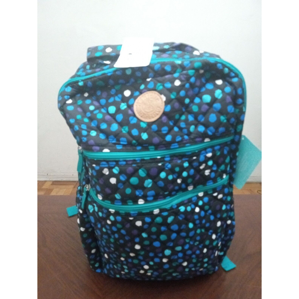 Danielle Morgan 17.5" Quilted Backpack With Padded Laptop Sleeve Polka Dot New
